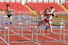 Lauren Beales (Gateshead Harriers) winning the under-13s 70 metres hurdles with a National and Championship record.